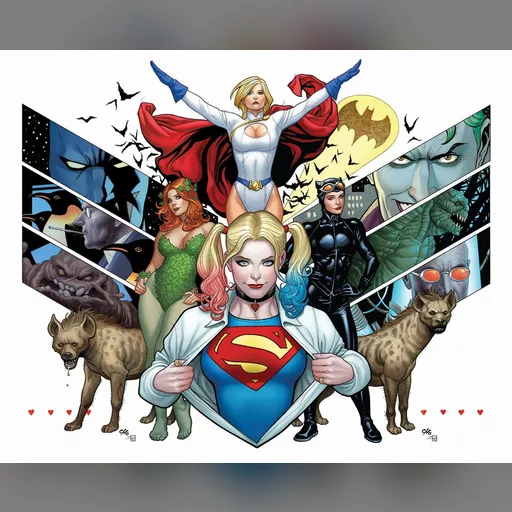 alias:harley_quinn alias:karen_starr alias:poison_ivy alias:power_girl character:harleen_quinzel character:kara_zor-l character:pamela_isley character:selina_kyle medium:artwork publisher:dc series:batman // 1386x1118 // 1.3MB // webp // image/webp; lossless=true // Harley Quinn #41-42 by Frank Cho