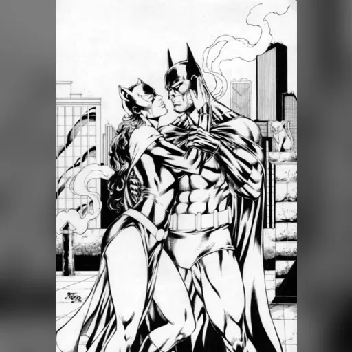 artist:fred_benes character:selina_kyle grayscale medium:artwork medium:drawing style:benes // 549x800 // 303.4KB // jpg // image/jpeg // commission_Batman_CatWoman_ink_fred benes