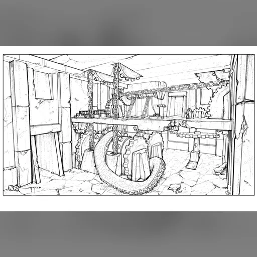 medium:artwork official_artwork series:tomb_raider tomb_raider_underworld // 3300x2120 // 2.6MB // jpg // image/jpeg // Kraken-Gear-Room-Line