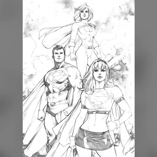 alias:karen_starr alias:power_girl alias:supergirl artist:gardenio_lima character:kara_zor-l character:linda_danvers grayscale medium:artwork medium:drawing publisher:dc series:superman style:benes // 468x656 // 110.1KB // jpg // image/jpeg // power_girl__supergirl__and_superman_by_gardenio_li_by_augen76_ddvo7cj
