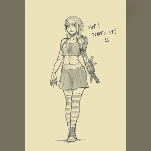 artist:moonlightorange medium:artwork // 710x1067 // 413.5KB // jpg // image/jpeg // video___metal_arm_girl_by_moonlightorange-d8w5po6