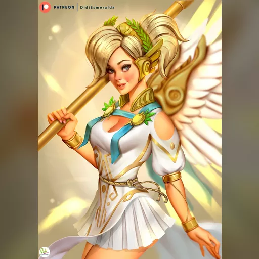 alias:mercy artist:didi_esmeralda character:angela_ziegler medium:artwork medium:drawing series:overwatch // 800x1128 // 145.7KB // jpg // image/jpeg // mercy_summer_games_skin_2017_by_didi_esmeralda-dbkebg9