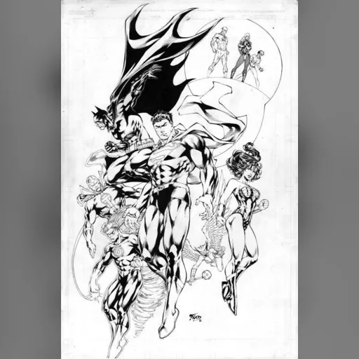 artist:fred_benes grayscale medium:artwork medium:drawing style:benes // 528x800 // 241.1KB // jpg // image/jpeg // fred benes jla