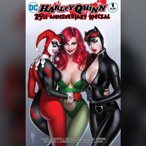 alias:harley_quinn alias:poison_ivy artist:warren_louw character:harleen_quinzel character:pamela_isley character:selina_kyle medium:artwork publisher:dc series:batman // 1987x3056 // 449.5KB // jpg // image/jpeg // Harley_Quinn_25th_Anniversary_Special_Vol_1_1_Louw_Classic_Variant
