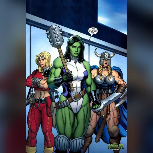 alias:she-hulk artist:frank_cho character:jennifer_walters medium:artwork publisher:marvel skin:green thundra valkyrie // 594x900 // 210.7KB // jpg // image/jpeg // She-Hulk_Thundra__Valkyrie