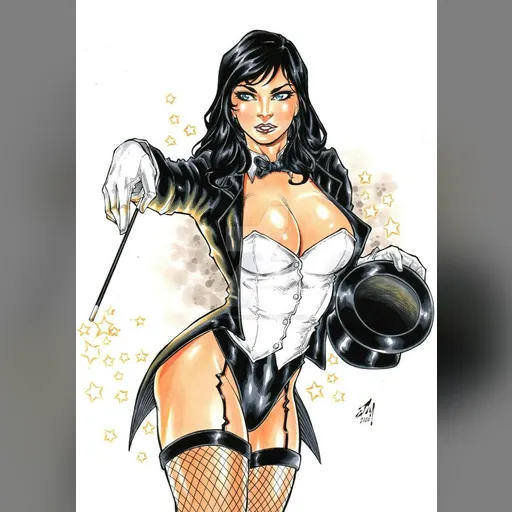 artist:junior_maia character:zatanna_zatara medium:artwork publisher:dc series:batman style:benes // 1024x1454 // 179.8KB // jpg // image/jpeg // zanata____rate_this_drawing_1_10____by_juniormaia100_de3fndw