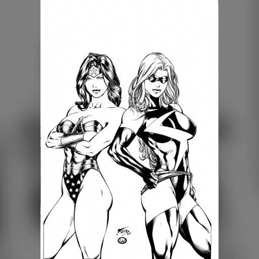 alias:captain_marvel alias:wonder_woman artist:fred_benes character:carol_danvers character:diana_of_themyscira grayscale medium:artwork medium:drawing publisher:dc publisher:marvel style:benes // 860x1250 // 559.8KB // jpg // image/jpeg // SnHFJCXt_220916054844lola