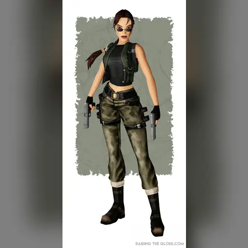 medium:artwork official series:tomb_raider tomb_raider_the_angel_of_darkness // 1900x3808 // 1.6MB // jpg // image/jpeg // camo_pants_with_vest_sunglasses