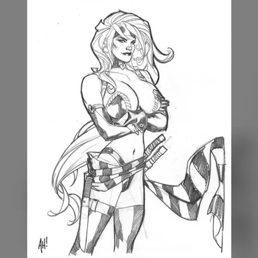 artist:adam_hughes character:red_monika medium:artwork series:battle_chasers // 600x758 // 62.9KB // jpg // image/jpeg // hughesmonikabw