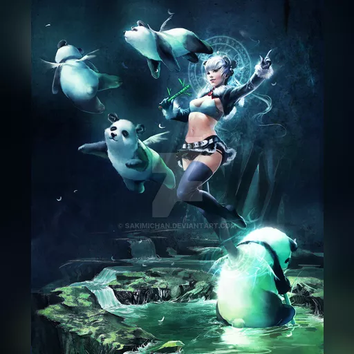 artist:sakimichan medium:artwork medium:drawing plus_artist // 900x1090 // 374.8KB // jpg // image/jpeg // playful_panda_spirits_by_sakimichan-d2z53tm