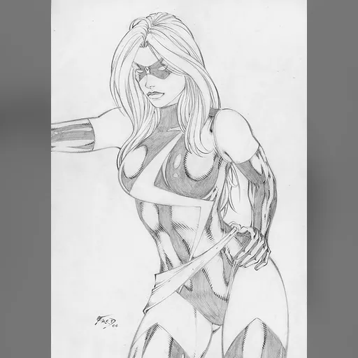 alias:captain_marvel artist:fred_benes character:carol_danvers grayscale medium:artwork medium:drawing publisher:marvel style:benes // 572x800 // 267.6KB // jpg // image/jpeg // FB_MsMarvel_BS