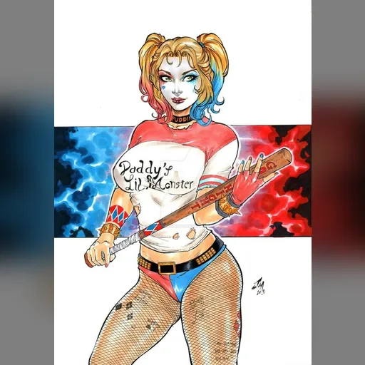 alias:harley_quinn artist:junior_maia character:harleen_quinzel medium:artwork publisher:dc series:batman style:benes // 1024x1454 // 221.3KB // jpg // image/jpeg // harley___rate_this_draw_1_10_by_juniormaia100_ddyrtbh (1)