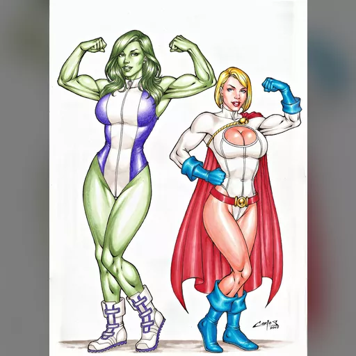 alias:karen_starr alias:power_girl alias:she-hulk artist:carlos_braga character:jennifer_walters character:kara_zor-l medium:artwork medium:drawing publisher:dc publisher:marvel skin:green style:benes // 1024x1415 // 262.5KB // jpg // image/jpeg // powergirl_and_she_hulk_sale_on_e_bay_now_____by_carlosbragaa