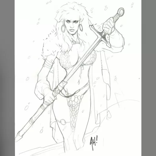 artist:adam_hughes character:red_sonja medium:artwork // 595x732 // 56.3KB // jpg // image/jpeg // AH_Red_Sonja-Pittsburgh2003