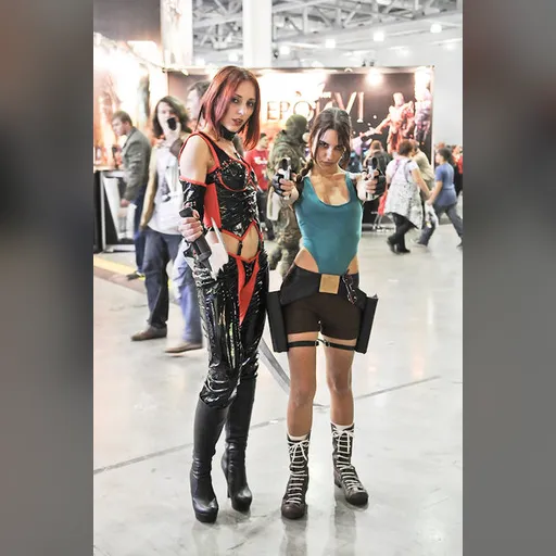 character:lara_croft character:rayne cosplay medium:photo person:tanya_croft series:bloodrayne series:tomb_raider // 400x603 // 71.7KB // jpg // image/jpeg // lara_croft_and_bloodrayne_by_tanyacroft-d4eaj9q