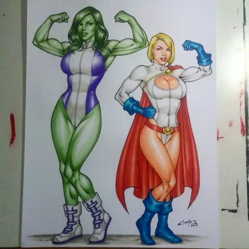 alias:karen_starr alias:power_girl alias:she-hulk artist:carlos_braga character:jennifer_walters character:kara_zor-l medium:artwork medium:drawing publisher:dc publisher:marvel skin:green style:benes // 1609x1609 // 266.2KB // jpg // image/jpeg // she_hulk_and_powergirl_done_____by_carlosbragaart80-db4axw1