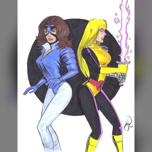 alias:magik alias:pixie alias:shadowcat artist:mpowelljr character:illyana_rasputin character:kitty_pryde medium:artwork publisher:marvel series:x-men // 2541x3300 // 2.1MB // jpg // image/jpeg // kitty_and_magik_colors_by_powguero