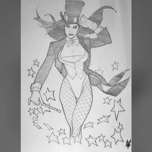 artist:adam_hughes character:zatanna_zatara medium:artwork publisher:dc series:batman // 525x720 // 74.5KB // jpg // image/jpeg // SDCC2003Zatanna
