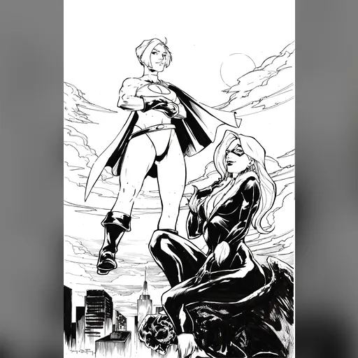 alias:black_cat alias:karen_starr alias:power_girl artist:harpokrates character:felicia_hardy character:kara_zor-l grayscale kindle_lock_screen medium:artwork publisher:dc publisher:marvel series:spider-man // 3300x5100 // 2.9MB // jpg // image/jpeg // blackcat_and_power_girl_commission_by_harpokrates_de54l0j