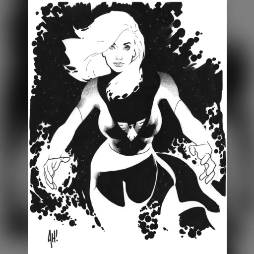 alias:marvel_girl artist:adam_hughes character:jean_grey medium:artwork publisher:marvel series:x-men // 600x767 // 136.8KB // jpg // image/jpeg // AH_Phoenix_bw