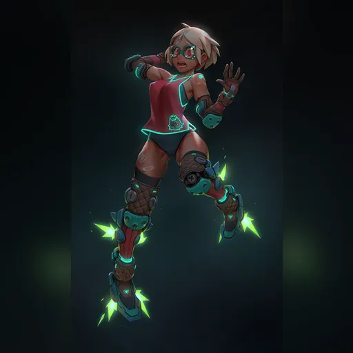 artist:moonlightorange medium:artwork // 657x1095 // 693.6KB // jpg // image/jpeg // cyber_candy___rocket_boots_training___illustration_by_moonli