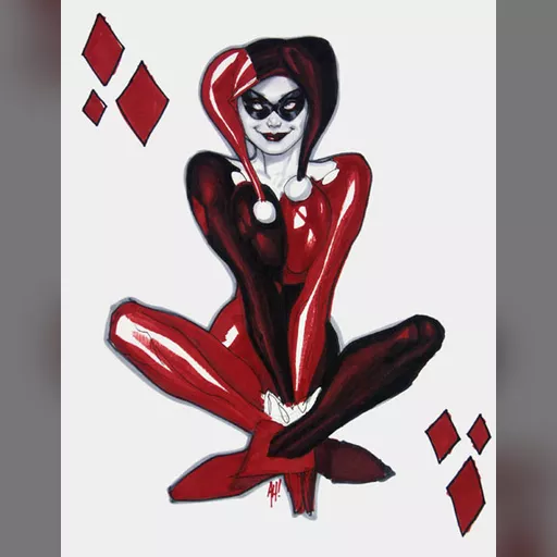 alias:harley_quinn artist:adam_hughes character:harleen_quinzel medium:artwork publisher:dc series:batman // 450x576 // 43.7KB // jpg // image/jpeg // HarleyYahoo