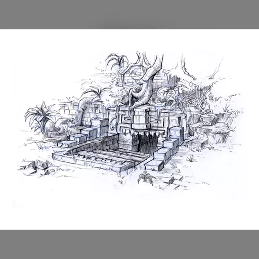 medium:artwork official_artwork series:tomb_raider tomb_raider_underworld // 1800x1391 // 1.4MB // jpg // image/jpeg // Xibalba-Entrance-sketch-1-open