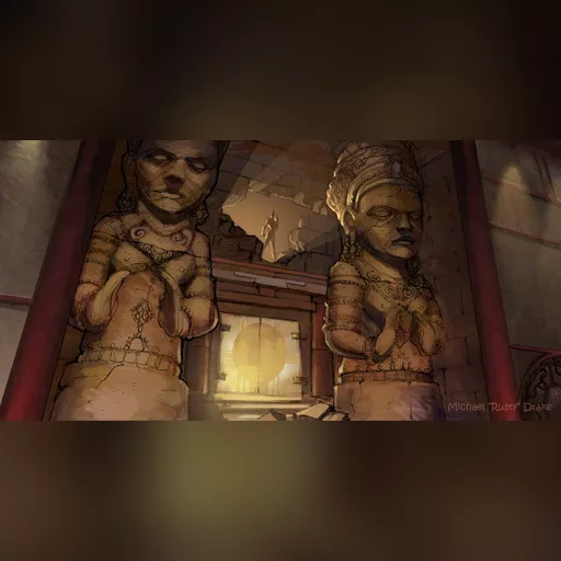 medium:artwork official_artwork series:tomb_raider tomb_raider_legends // 3000x1500 // 2.9MB // jpg // image/jpeg // Tokyo-Door-Pillars