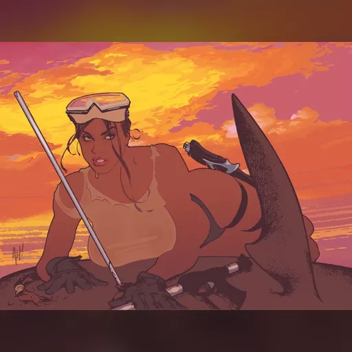 artist:adam_hughes character:lara_croft medium:artwork series:tomb_raider // 756x576 // 81.3KB // jpg // image/jpeg // lara_shark_trap