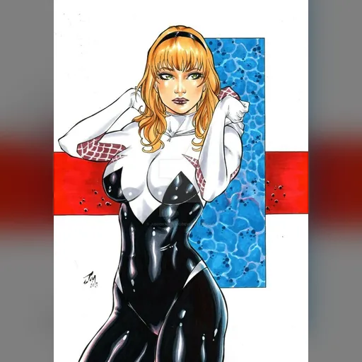 alias:spider-gwen artist:junior_maia character:gwen_stacy medium:artwork publisher:marvel series:spider-man style:benes // 1024x1458 // 163.8KB // jpg // image/jpeg // gwen_stacy_by_juniormaia100_ddpgydq (1)