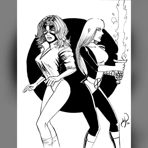 alias:magik alias:pixie alias:shadowcat artist:mpowelljr character:illyana_rasputin character:kitty_pryde medium:artwork publisher:marvel series:x-men // 2541x3300 // 1.5MB // jpg // image/jpeg // kitty_and_magik_inks_by_powguero