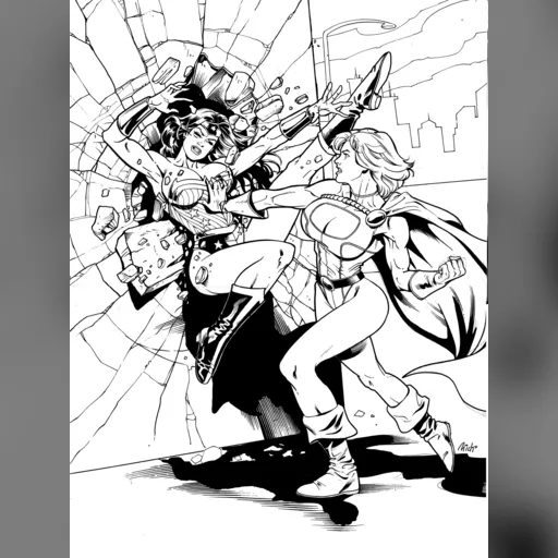 alias:karen_starr alias:power_girl alias:wonder_woman artist:rene_micheletti character:diana_of_themyscira character:kara_zor-l grayscale medium:artwork publisher:dc // 2000x2666 // 1.1MB // jpg // image/jpeg // wonder_woman_power_girl_by_renemicheletti-dade3dh