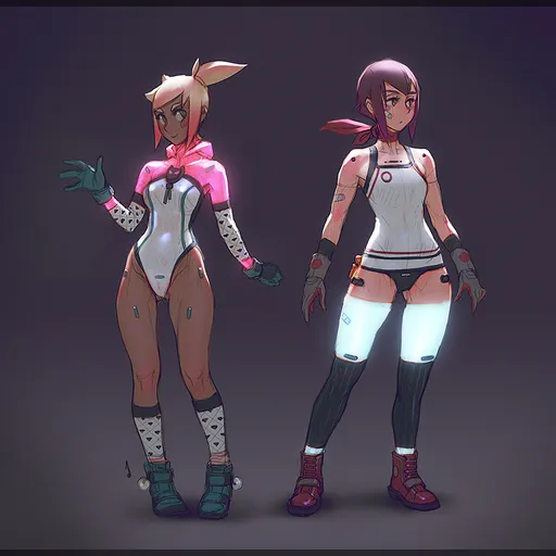 artist:moonlightorange medium:artwork // 804x785 // 554.0KB // jpg // image/jpeg // new_cyber_girls_concept_by_moonlightorange-d9raor7